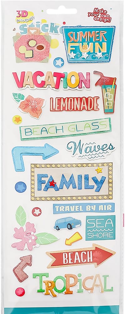3D Decoratiestickers – Vakantie Thema – Zelfklevende Stickers voor Creatief Versieren - Stickervel