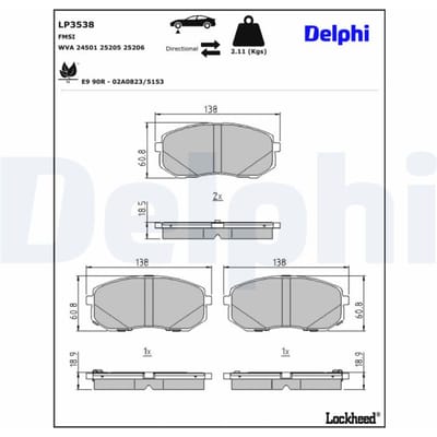 Remblokset DELPHI LP3538, voor