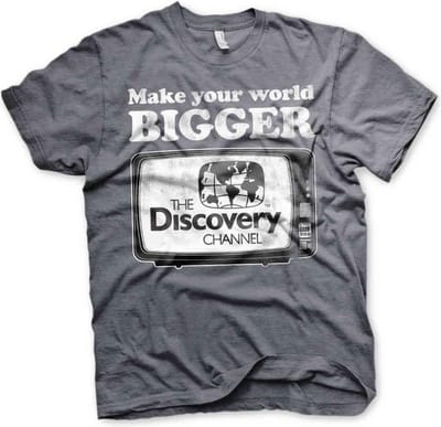Discovery Channel Heren Tshirt -S- Make Your World Bigger Grijs
