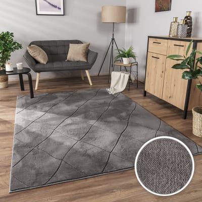 Flycarpets Laagpolig Modern Vloerkleed Utrilia - Antraciet