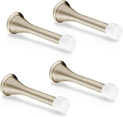 Deurstoppers Muur - Veer Deurstoppers - Muren Beschermen - Zachte Rubberen Punt - 4 Stuks - Chroom