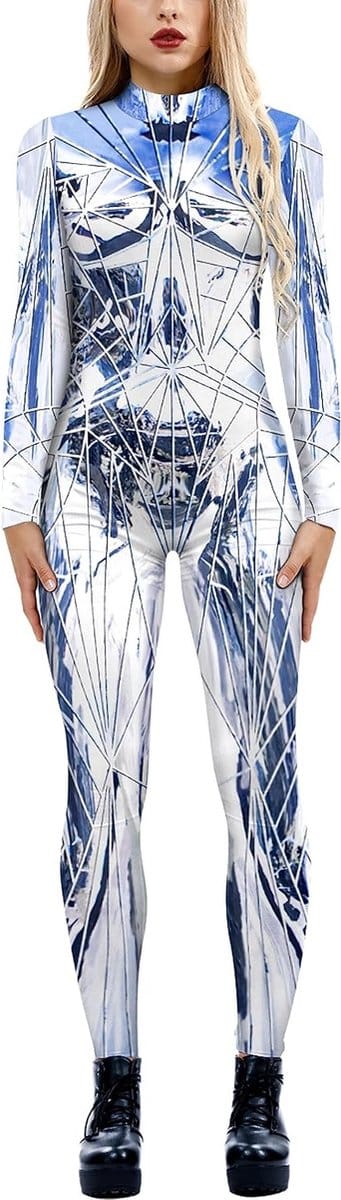 Halloween Kostuum Dames Skelet Cosplay Catsuit Overalls voor Carnaval - Maat S, M, L, XL