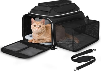 Uitbreidbare Huisdierenreistas voor Kleine Honden en Katten - TSA Goedgekeurd, Zacht en Reisveilig
