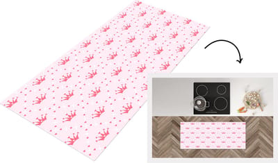 Keukenloper - Loper keuken - Kroon - Patroon - Roze - 120x50 cm - Keukenloper vinyl