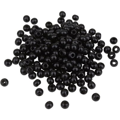 Houten kralen, Ø 4 mm, ca. 165 stuks - Zwart