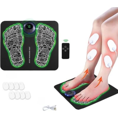 Elektrische Voetmassager 8 Modi 19 Niveaus Shiatsu Kneden Warmtetherapie Lichtgewicht Voetstimulatiepad voor Spierontspanning black