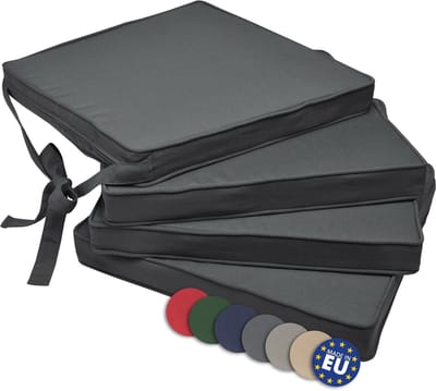 Set van 4 Stoelkussens - Comfortabele Niet-Slip Zitkussen met Afneembare Hoezen - Antraciet 45x40x5 cm