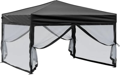 Partytent opvouwbaar - Paviljoen - 3x3 - Easy up - Waterdicht - met Zijwanden - Weerbestendig - Zwart