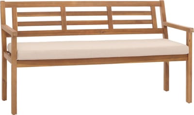 Tuinbank MCW-N47, zitbank parkbank houten bank, massief hout acacia MVG-gecertificeerd ~ kussens crème-beige
