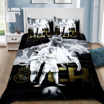 3D NIEUW Dekbedovertrek Kussensloop Beddengoedset Voetbal CR7 R-Ronaldos Volwassen Jongen Meisje Slaapkamerdecoratie Kinderen Enkel Dubbel Groot 70x133cm 2pcs