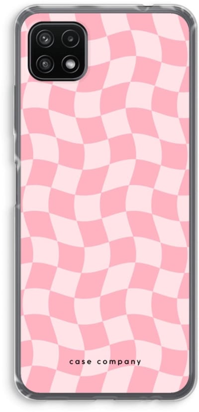 Case Company® - Hoesje geschikt voor Samsung Galaxy A22 5G hoesje - Grid Roos - Soft Cover Telefoonhoesje - Bescherming aan alle Kanten en Schermrand