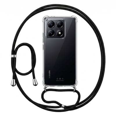 Geschikt voor Xiaomi 14T Hoesje met Koord - Transparant - Verstelbaar Nekkoord - Schokbestendig - Zwart