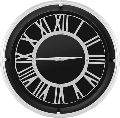 COSTWAY Wandklok zonder tikkende geluiden, grote radioklok, modern, voor woonkamer, kantoor, slaapkamer (45 x 45 x 14 cm)