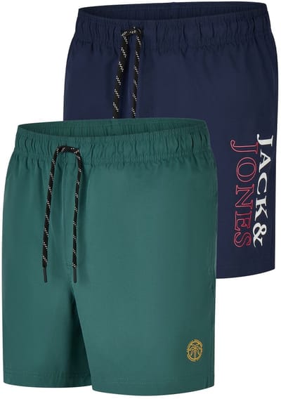 Jack & Jones Heren Short JPSTMAUI Swim Mix 2 Pack regular fit Groen S Volwassenen Zwemshort / Zwembroek