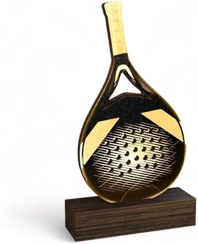 Houten Klassieke Trofee - Padel Tennis Prijs - Sport Evenementen - Duurzaam Berken Multiplex - 175mm Hoog - Antiek Goud