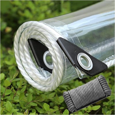 Waterdicht Zeildoek - Transparant PVC Zeil - Tuinmeubelen Afdekken - Versterkte Randen - 3x6m - Transparant
