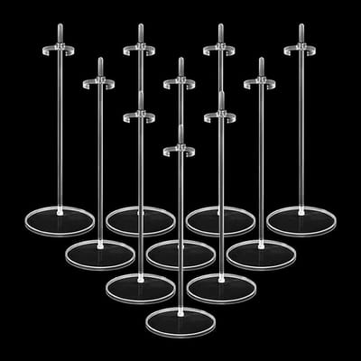 10 stuks - Acryl poppen display stands - Met verstelbare tailleclip en hoofdclip - Plastic poppenstandaards - Voor poppen van 11-13 Inch groot - Transparant