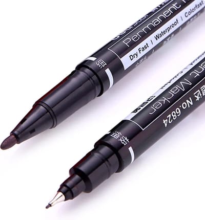 TLVX Lakstift Pen Zwart - Dunne en dikke stift in één - Autolakherstel - Kras pen lak stift - Auto lakstiften – Auto Sleutel Schade Herstel – Bijtippen - Auto Kras herstel – Waterdicht - Kras verwijderaar – Permanent Marker - 0.5 mm en 1.0mm stift