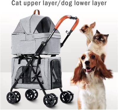 Dieren Wandelwagen - Dierenkar - Buitenactiviteiten - Afneembare Draagbak - 68x48x105cm - Groen