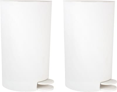 MSV Prullenbak/pedaalemmer - 2x - kunststof - wit - 3L - klein model - 15 x 27 cm - Badkamer/toilet