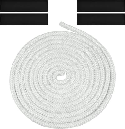 Kachelkoord plat zelfklevend - Reparatieset Kachel - 8mm x 3m Gevlochten Glasvezel Dichtstrip met 4 Banden, Hittebestendig tot 600 °C, Geschikt voor kachels en schoorstenen
