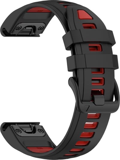Siliconen bandje - geschikt voor geschikt voor Garmin Fenix 5S / 5S Plus / 6S / 6S Pro / 7S / 7S Pro / 8 (43 mm) / Approach S12 / S42 / S70 42 mm / Epix Pro (Gen 2) 42 mm / D2 Delta S / Descent Mk2S / Mk3(i) 42 mm - zwart-rood