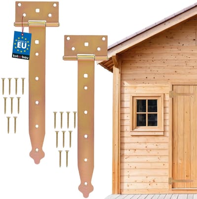 KOTARBAU® 2 stuks Schuurdeur Scharnieren, Verzinkt Staal, 300 mm, Goud, T-Scharnier, Poortscharnieren, Deurscharnieren, Poortbanden, Poortbeslag