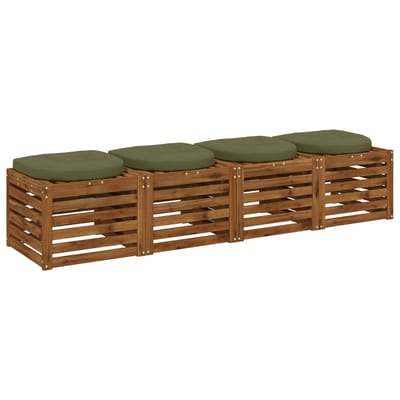 vidaXL - 4-Piece - Zitkussens - 4 - st - 100% - Polyester - Olijfgroen