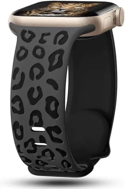 MY PROTECT - Siliconen Panter Bandje - Geschikt Voor Apple Watch Bandje - Series 1/2/3/4/5/6/7/8/9/10/SE/Ultra - 44mm - 45mm - 46mm - 49mm - Sportbandje - Zwart