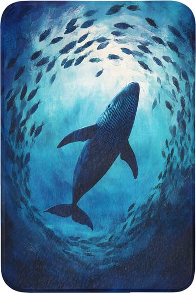 Badmat 60x90 cm - Antislip - Walvis - Vissen - Donkerblauw - Badmatten voor badkamer - Badkamermat - Douchemat - Badkamer mat