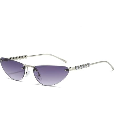Dernières Lunettes de Soleil Femmes sans Monture Luxe Dégradé Oeil de Chat Montures Perle Rétro Design Lunettes de Soleil Décontractées Homme Protection UV 400 as picture