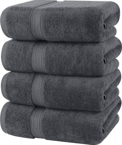 Unyqoos® Luxueuze Set van 4 Zachte Badhanddoeken van Hoogwaardig Katoen 600 g/m² voor Optimaal Comfort