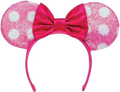 DISNEY - MINNIE, Minnie Mouse hoofdband met pailletten en strikoren, roze, Ã©Ã©n maat, Kind