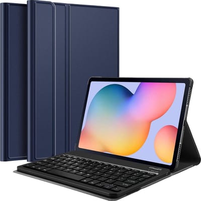 Hoes - Geschikt voor Samsung Galaxy Tab S6 Lite - Toetsenbord Case - Keyboard Book Cover - Hoesje - Donkerblauw
