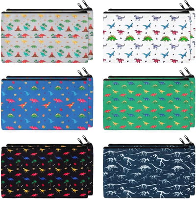 Dinosaurus Etui - Potloodzakje Pennenhouder - Schoolspullen Opbergen - Dubbelzijdig Bedrukt - 21 x 12 cm - Meerkleurig