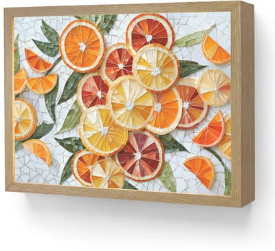 Wandlamp 40x30 cm - Oplaadbaar - Schijfjes - Fruit - Oranje - Mozaïek - Wandlampen binnen woonkamer - Slaapkamer lamp - Decoratieve nachtlamp - Vloerlamp draadloos