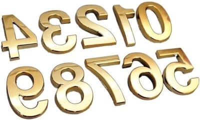 Huisnummer Cijfer - Adres Sticker - Huis Versieren - Spiegelend Oppervlak - 5CM Hoog - Goud