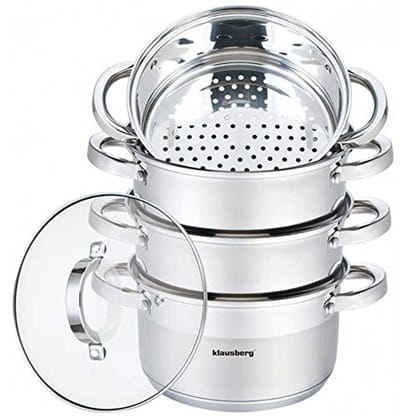 Stoomkoker set 22 cm inductie kookpan met glazen deksel