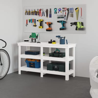 vidaXL - Werkbank - 142,5x50x80 - cm - massief - grenenhout - wit