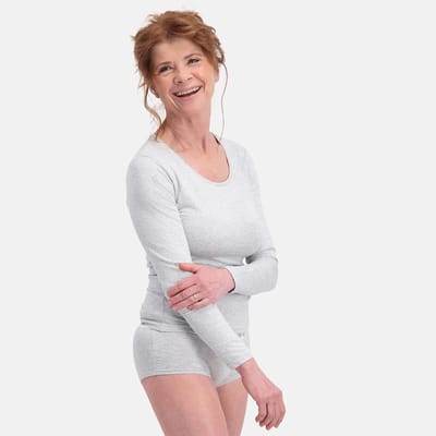 Comfortabel & Zijdezacht Bamboo Basics T-shirts lange mouw Lara (2-pack) - Light Grey Melange - L