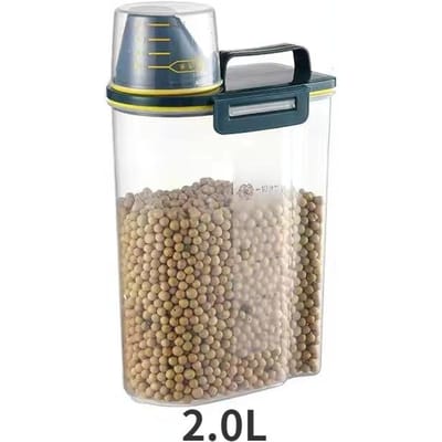 Conteneur hermétique de stockage de nourriture pour animaux de compagnie, conteneur hermétique d'aliments pour chiens et chats avec tasse à mesurer, baril de céréales, réservoir de stockage pour animaux de compagnie 2.0L bleu