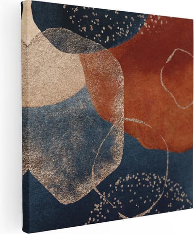 Artaza Canvas Schilderij Abstracte Kunst - 30x30 cm - Klein - Muurdecoratie Woonkamer - Wanddecoratie Geometrisch - Kamer Accessoires Blauw