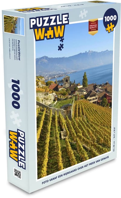 Puzzel Foto vanaf een wijngaard over het Meer van Genève - Legpuzzel - Puzzel 1000 stukjes volwassenen