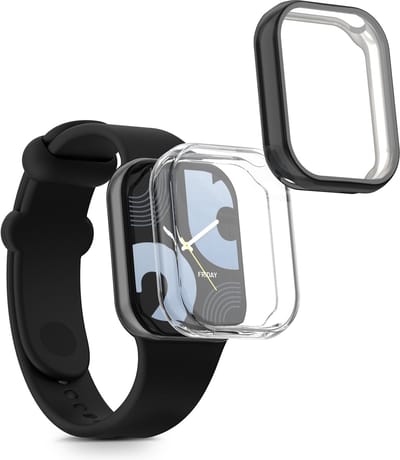 kwmobile 2x smartwatch hoes geschikt voor Xiaomi Mi Band 8 Pro hoesje - Siliconen sporthorloge cover - Activity tracker case in transparant / zwart