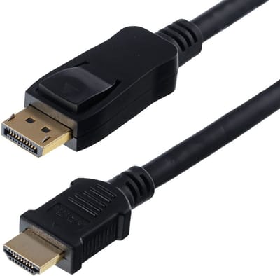 Helos Anschlusskabel, DisplayPort Stecker/HDMI Stecker, 4K, BASIC, 5,0m, schwarz
