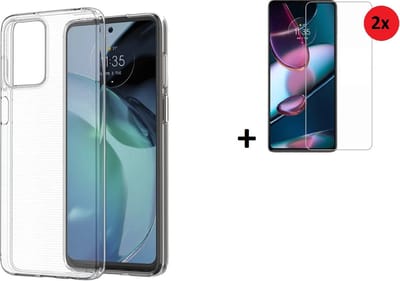 MoDo hoesje geschikt voor Motorola Moto G13/ G23 - Siliconen/TPU/Kunststof Back Cover - Transparant met 2x screenprotector