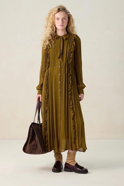 Sissy-Boy - Donkergroene maxi jurk met ruffles