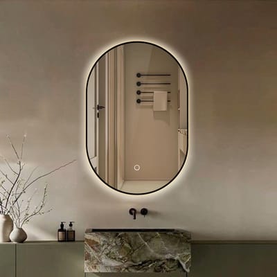 Lumoire® Spiegel Met Verlichting - 60 x 90 CM Ovaal - Badkamerspiegel - Zwarte Rand