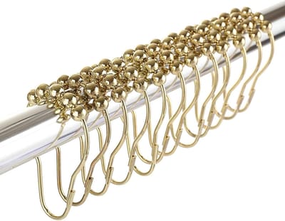 12 x douchegordijnringen, haken, roestvrij staal, ophangringen met glijsysteem, douchegordijnringen voor douchegordijn, 12 enkele haken, 69 x 39 mm