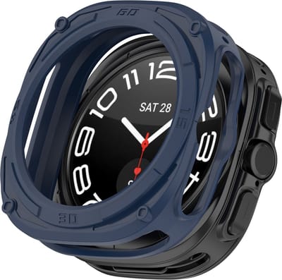 By Qubix - TPU Harnas case (open front) - Donkerblauw - Geschikt voor Samsung Galaxy Watch Ultra / Ultra 2 - 47mm